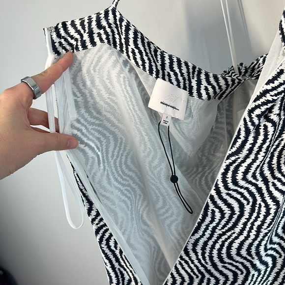 Cinq A Sept Silk Christel Ruched One Shoulder Zebra Print Dress Size 2 - Picture 14 of 16